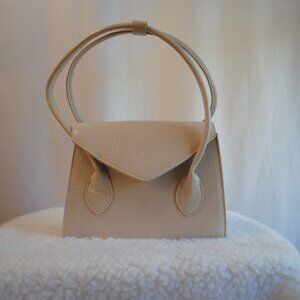 Faux Crocodile Baguette Bag - CREAM/BEIGE